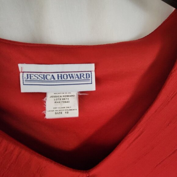 Jessica Howard Dress Red vtg Layered sophisticated Rayon slits Size 10 80s maxi - Picture 6 of 17